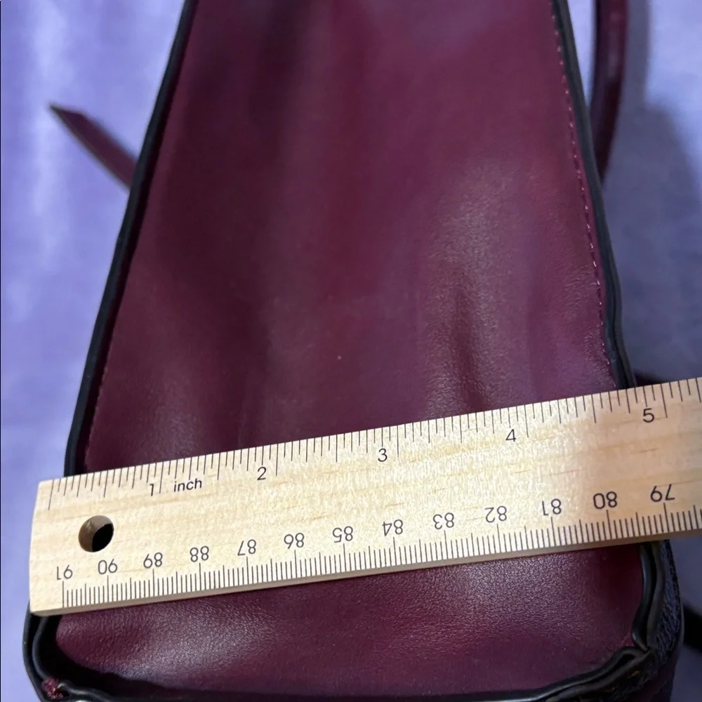Nine West Burgundy & Brown Monogram Satchel – Faux Leather Crossbody Bag